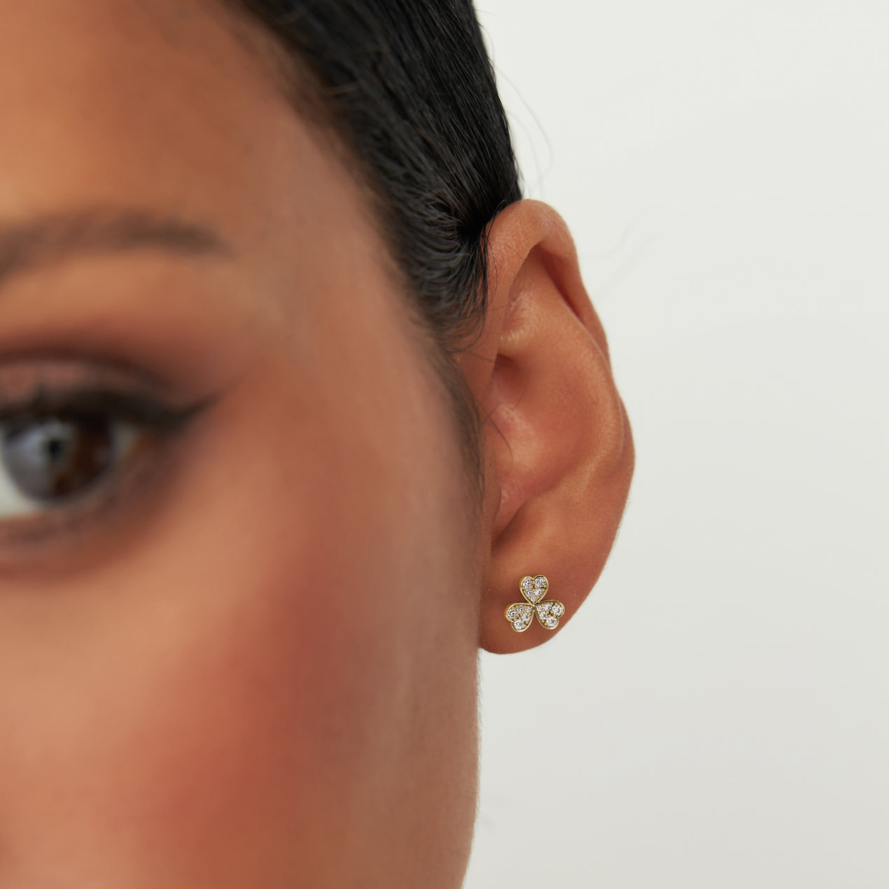 Pave Clover Diamond Earrings | 14K Gold Lucky Symbol Earrings | Four Leaf Clover Gift for Women