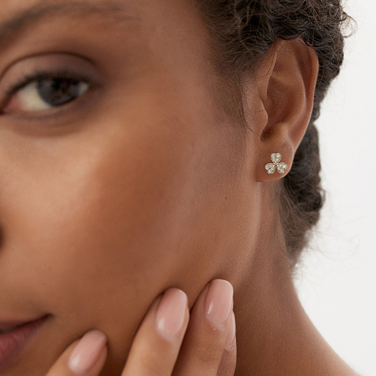 Pave Clover Diamond Earrings | 14K Gold Lucky Symbol Earrings | Four Leaf Clover Gift for Women