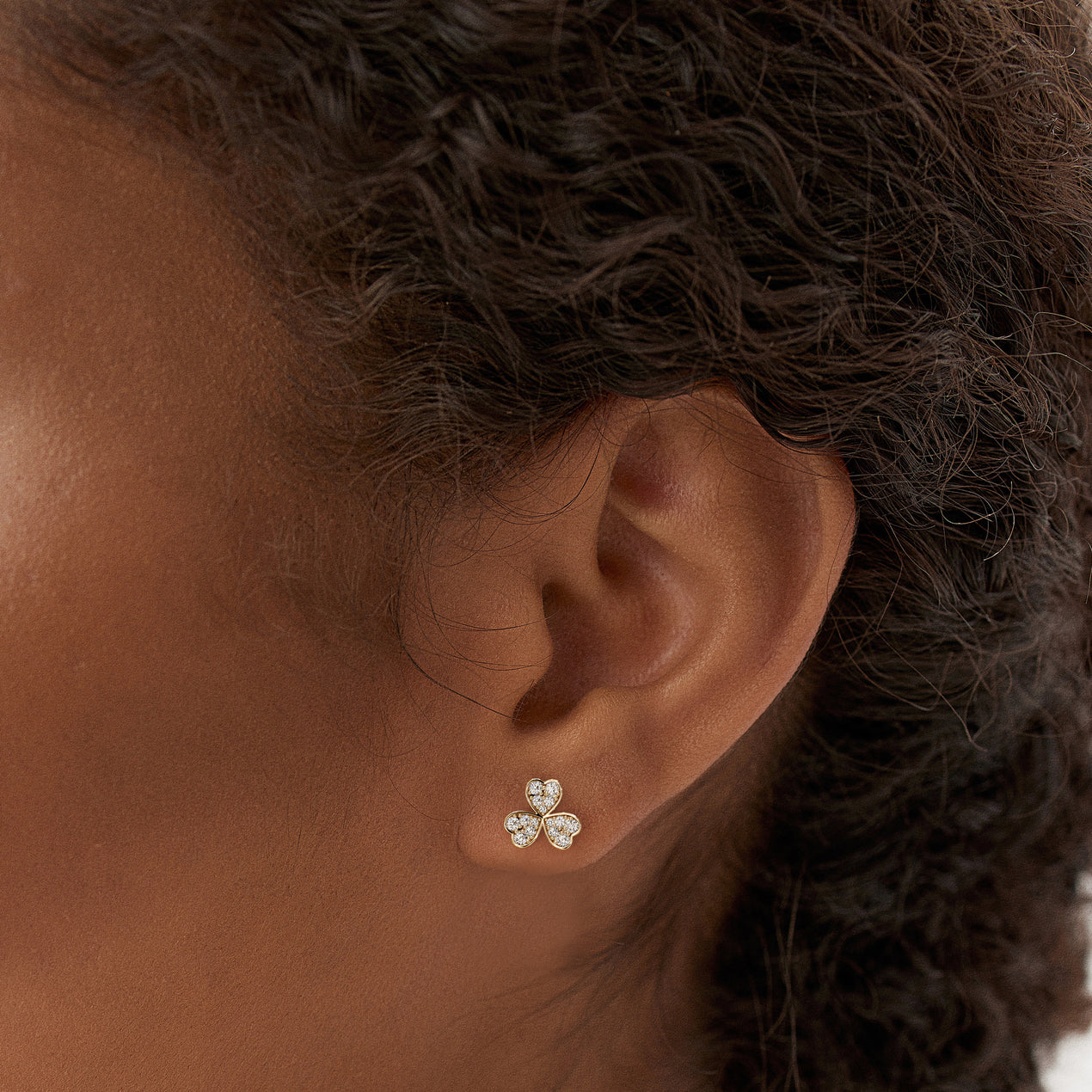 Pave Clover Diamond Earrings | 14K Gold Lucky Symbol Earrings | Four Leaf Clover Gift for Women