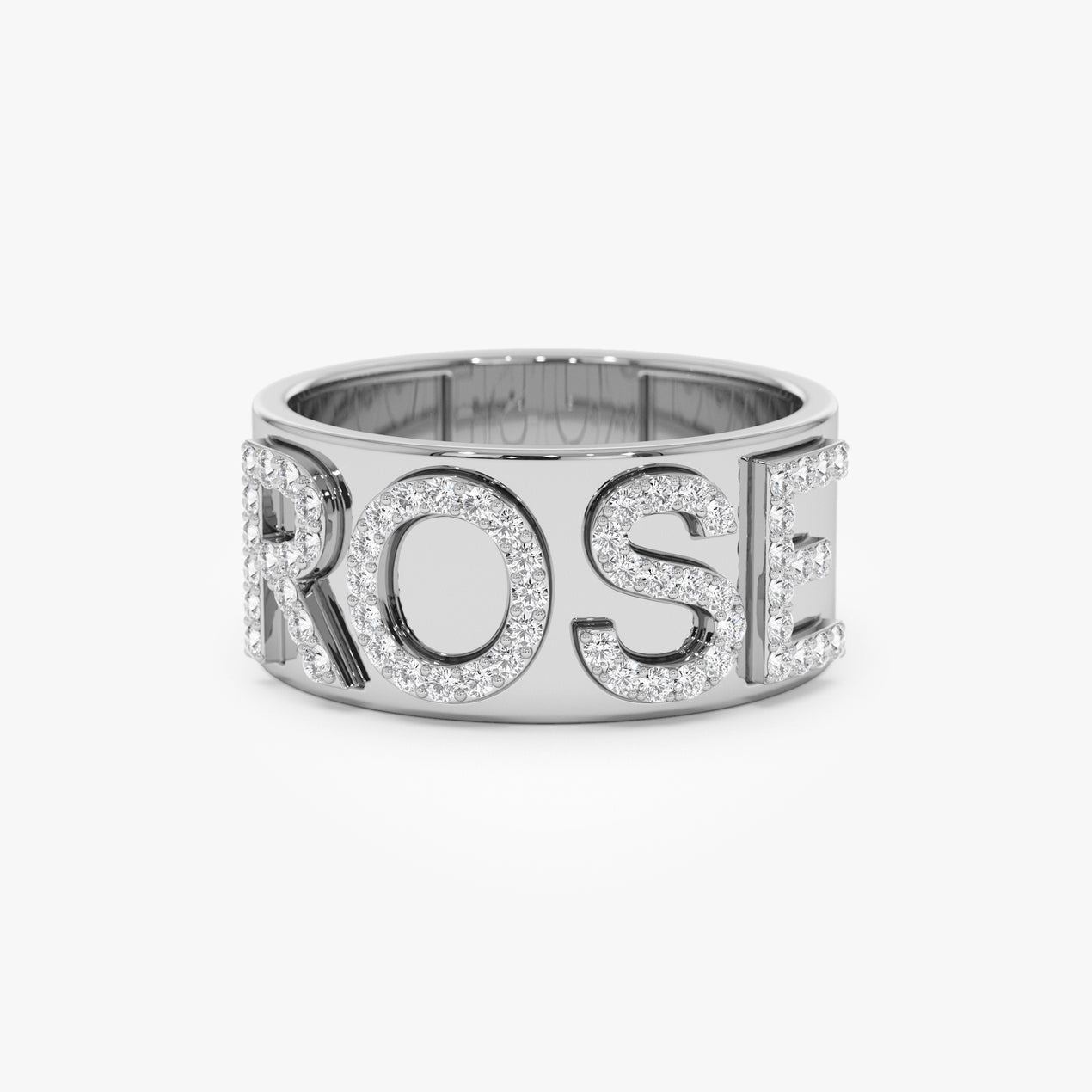 Custom Name Ring with Diamonds | 14K Gold Bold Initial Band | Chunky Personalized Jewelry Gift for Women | Engraved Letter Ring (e.g. Letter S)