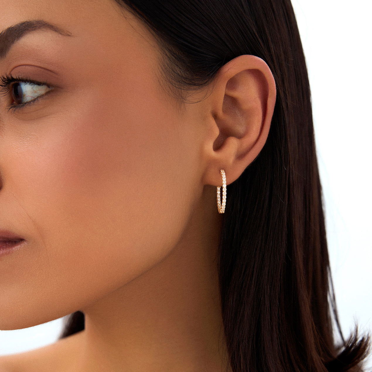 Inside Out Diamond Hoop Earrings | 14K Gold Double Sided Design | Reversible Luxury Earrings for Her