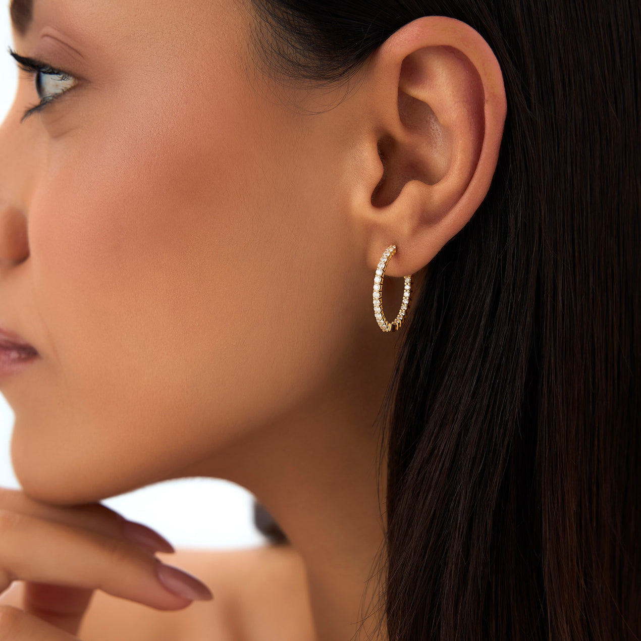Inside Out Diamond Hoop Earrings | 14K Gold Double Sided Design | Reversible Luxury Earrings for Her