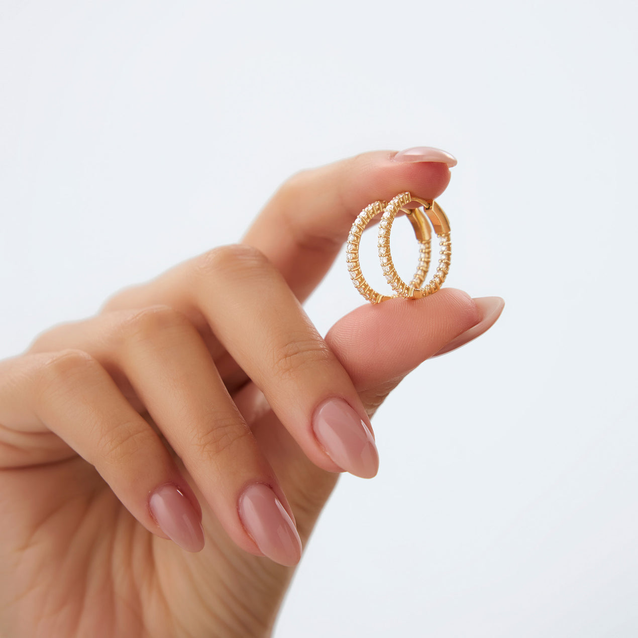 Inside Out Diamond Hoop Earrings | 14K Gold Double Sided Design | Reversible Luxury Earrings for Her