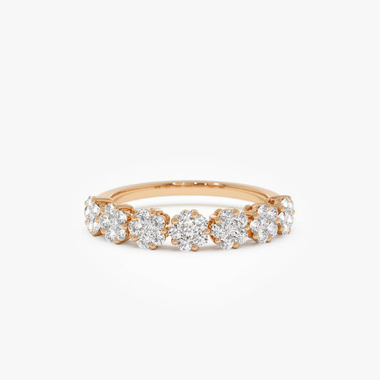 Diamond Illusion Setting Wedding Ring | 0.50 CTW 14k Gold | Makes Diamond Look Larger | Stackable Engagement Band for Her