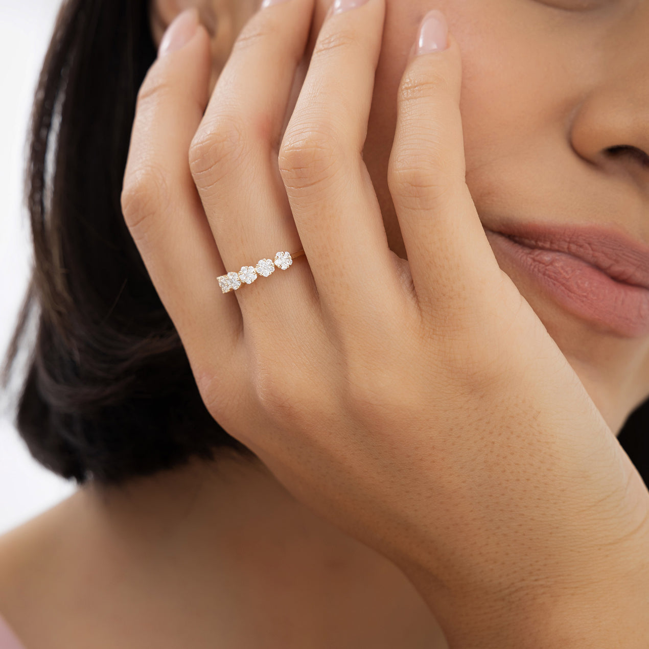 Diamond Illusion Setting Wedding Ring | 0.50 CTW 14k Gold | Makes Diamond Look Larger | Stackable Engagement Band for Her