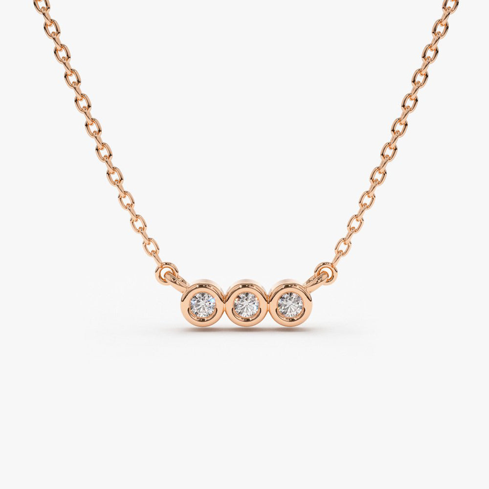 Bezel Set Diamond Necklace | 14K Gold Secure Setting Pendant | Minimalist Everyday Jewelry