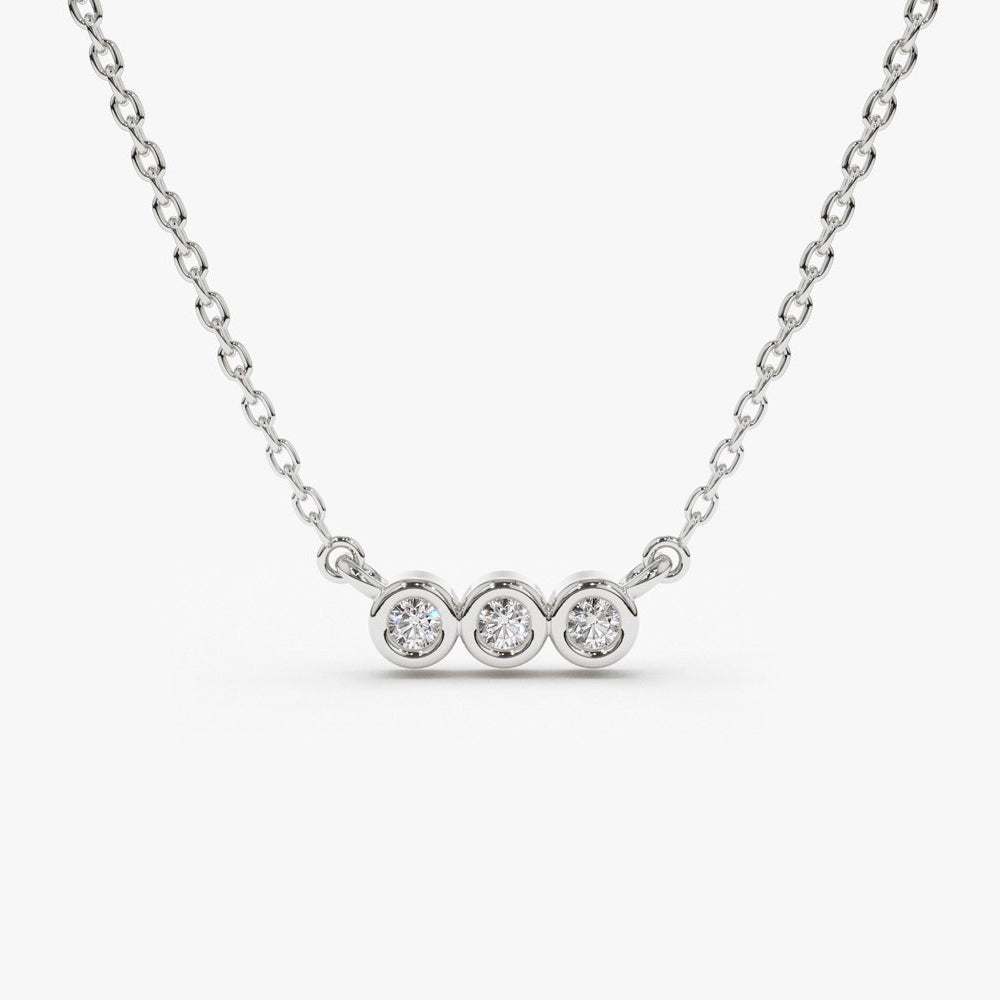 Bezel Set Diamond Necklace | 14K Gold Secure Setting Pendant | Minimalist Everyday Jewelry