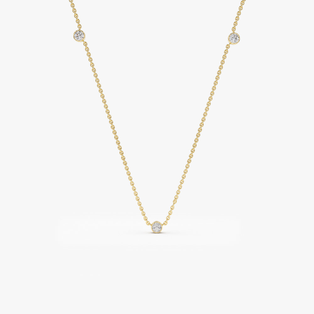 Diamond by the Yard Necklace | 14K Gold Bezel Set Station Chain | Layering Stackable Pendant | Gift for Her