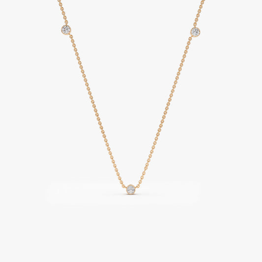 Diamond by the Yard Necklace | 14K Gold Bezel Set Station Chain | Layering Stackable Pendant | Gift for Her