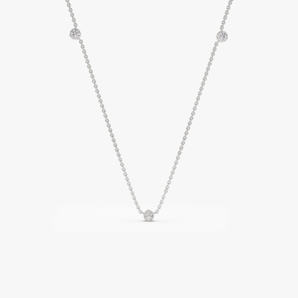 Diamond by the Yard Necklace | 14K Gold Bezel Set Station Chain | Layering Stackable Pendant | Gift for Her