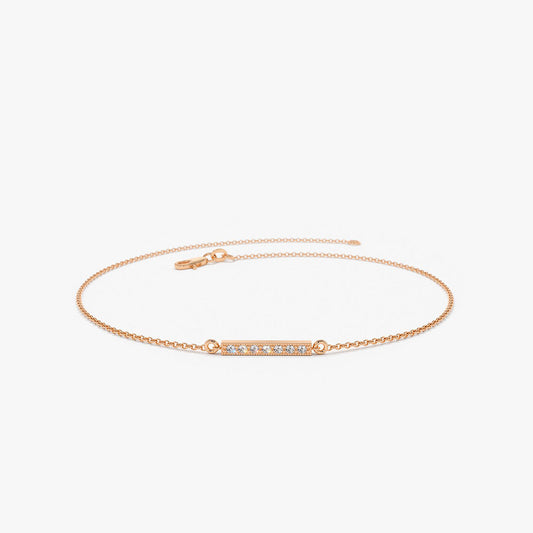Diamond Bar Bracelet | 14K Gold Minimalist Stackable Chain | Dainty Jewelry Gift for Her