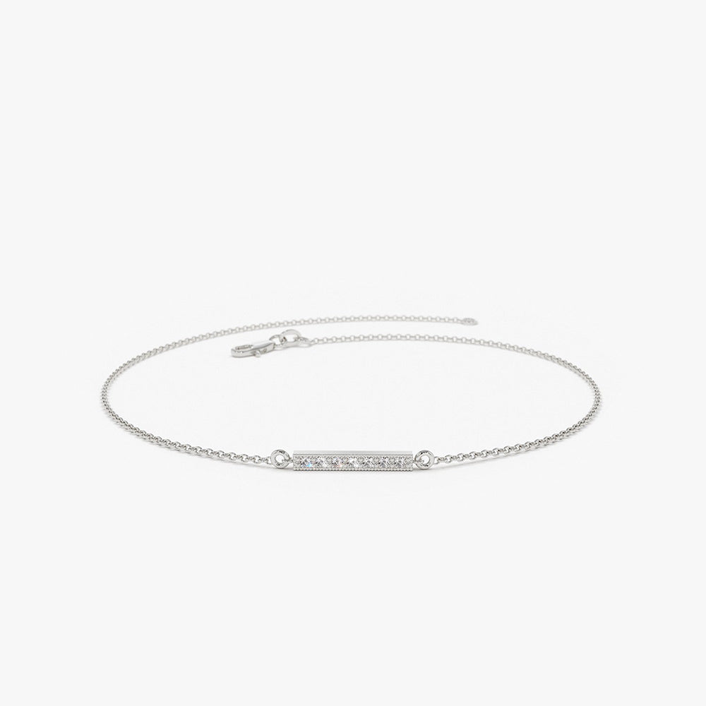 Diamond Bar Bracelet | 14K Gold Minimalist Stackable Chain | Dainty Jewelry Gift for Her