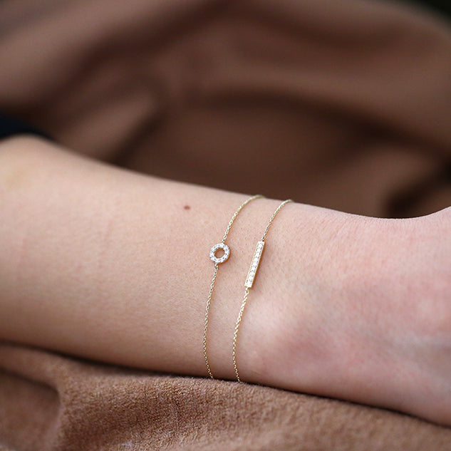 Diamond Bar Bracelet | 14K Gold Minimalist Stackable Chain | Dainty Jewelry Gift for Her