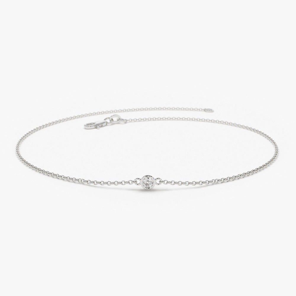 Bezel Set Solitaire Diamond Bracelet | 14K Gold Single Stone Jewelry | Secure Setting Everyday Bracelet