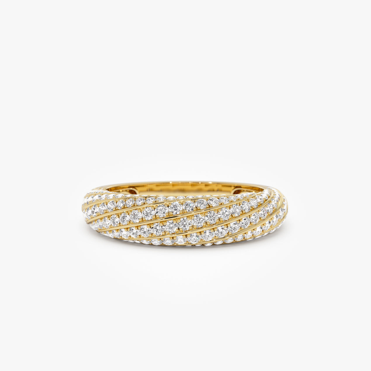 Twist Design Pave Diamond Ring | 14k Gold Stackable Statement Ring | Micro-Pave Full Circle Band | Gift for Her