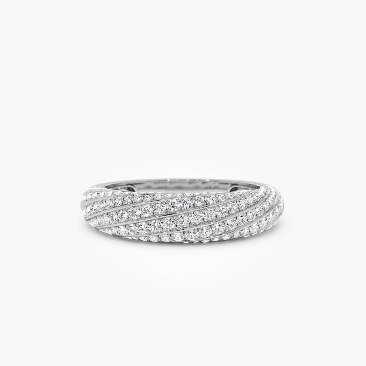 Twist Design Pave Diamond Ring | 14k Gold Stackable Statement Ring | Micro-Pave Full Circle Band | Gift for Her