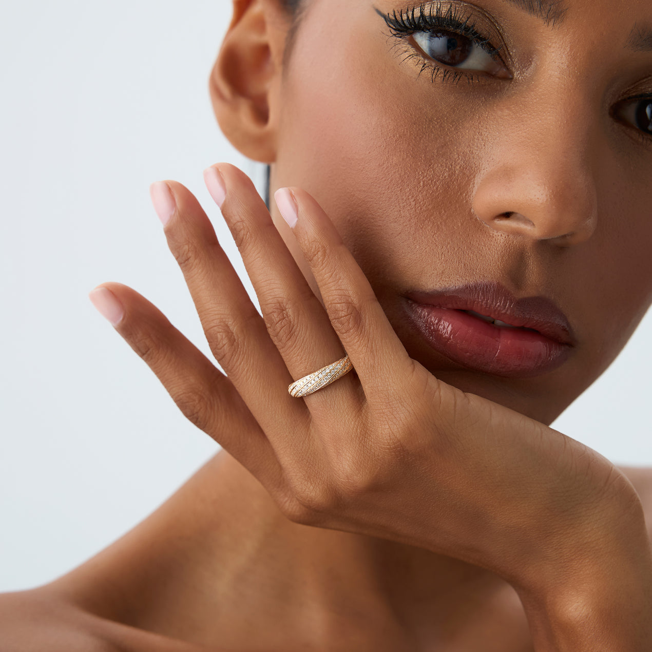 Twist Design Pave Diamond Ring | 14k Gold Stackable Statement Ring | Micro-Pave Full Circle Band | Gift for Her