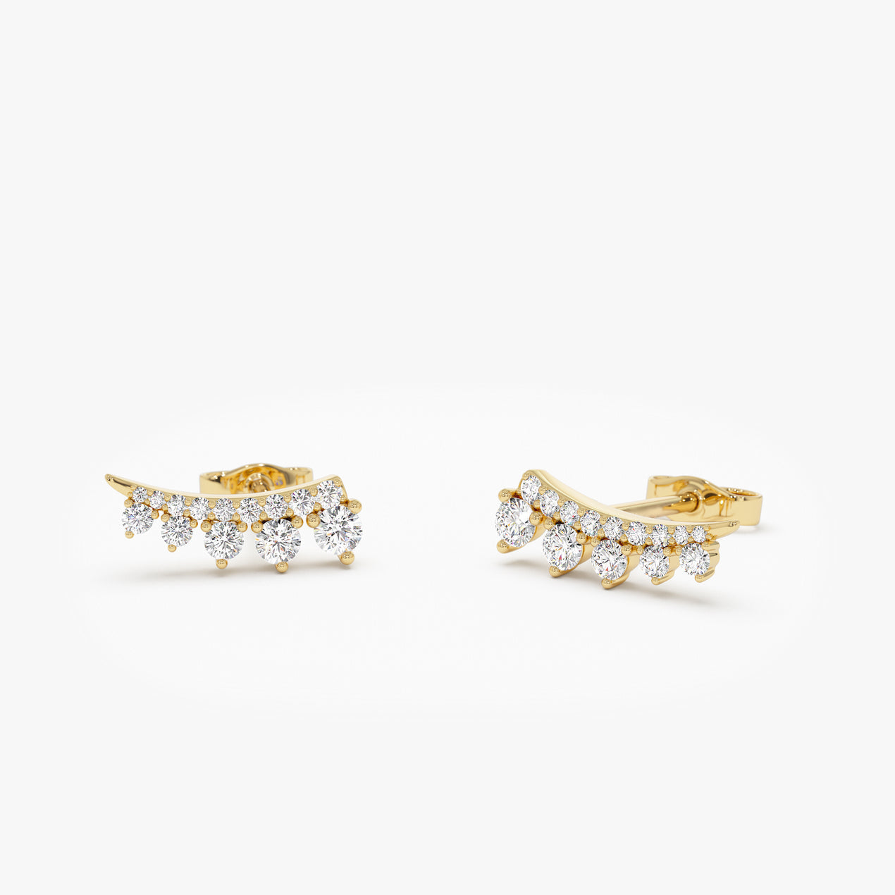 14k Graduating Diamond Ear Climber Studs