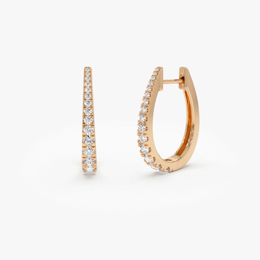 Graduating Diamond Hoop Earrings | 14K Gold Statement Size Earrings | Luxury Wedding Gift for Her