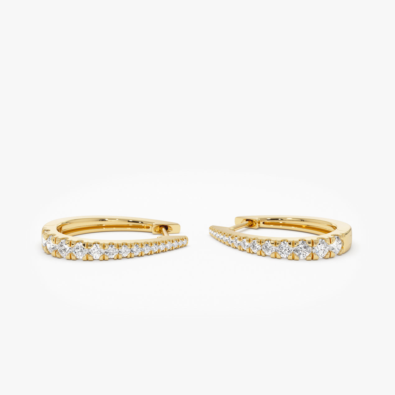 Graduating Diamond Hoop Earrings | 14K Gold Statement Size Earrings | Luxury Wedding Gift for Her