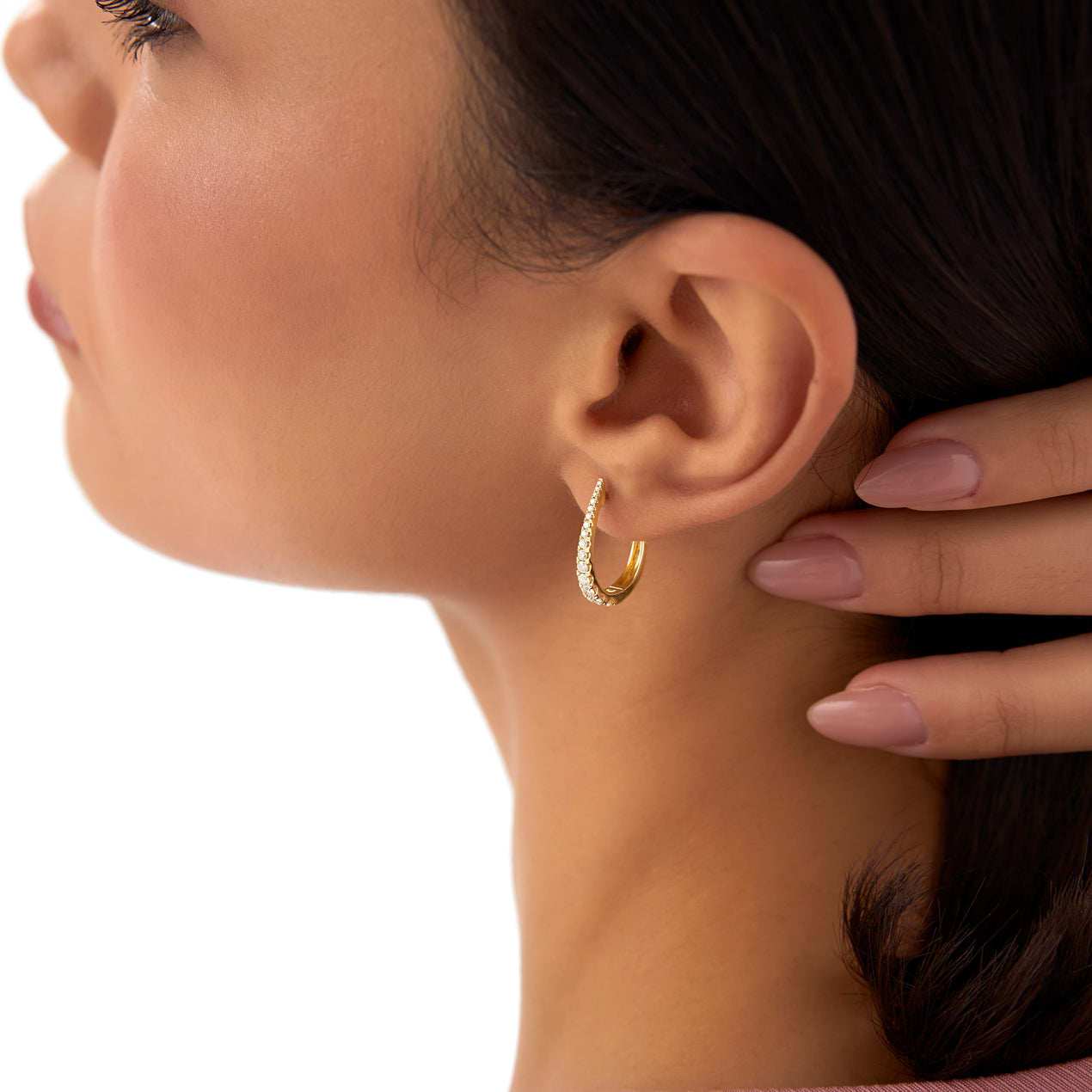 Graduating Diamond Hoop Earrings | 14K Gold Statement Size Earrings | Luxury Wedding Gift for Her