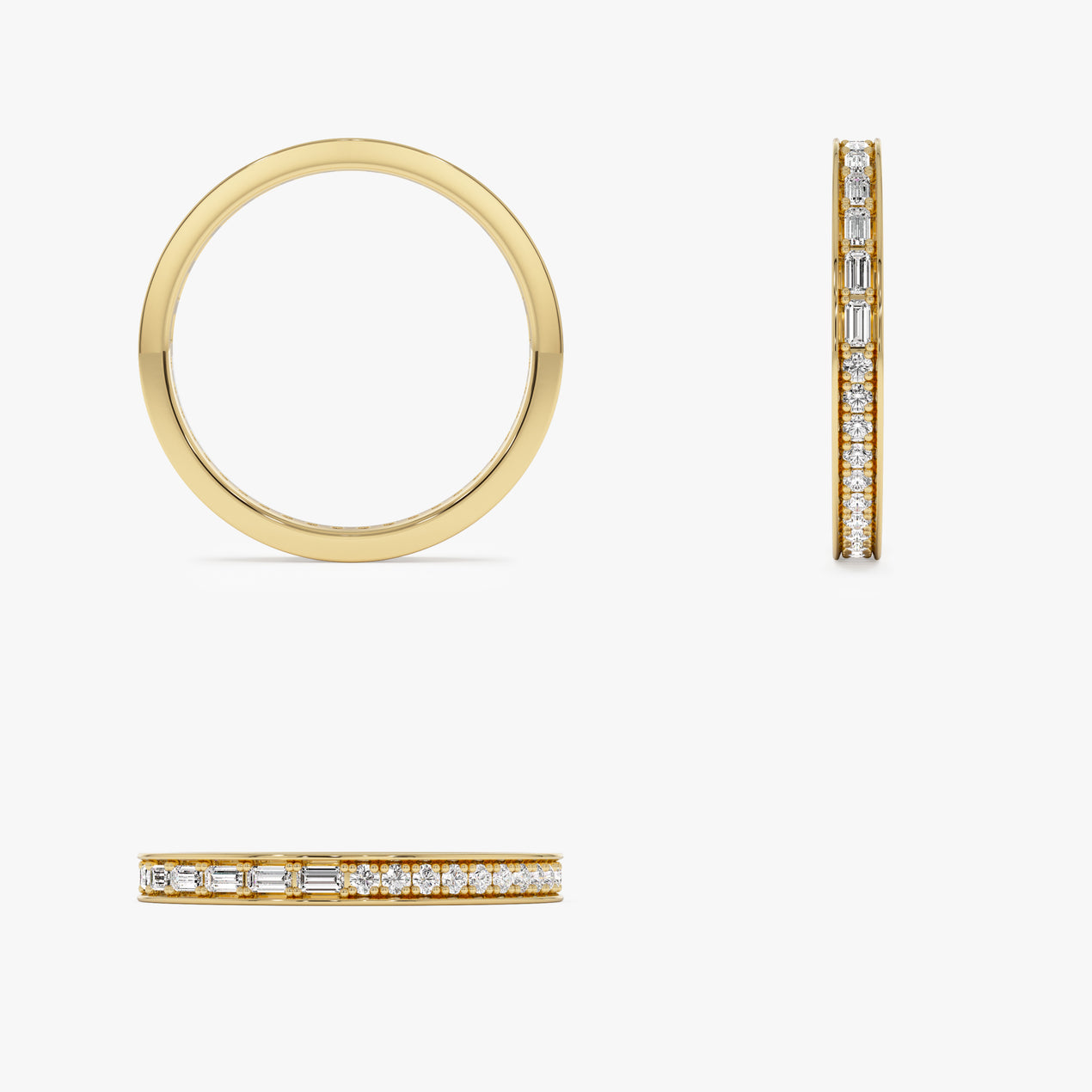 14k Half Baguette Half Round Diamond Eternity Band