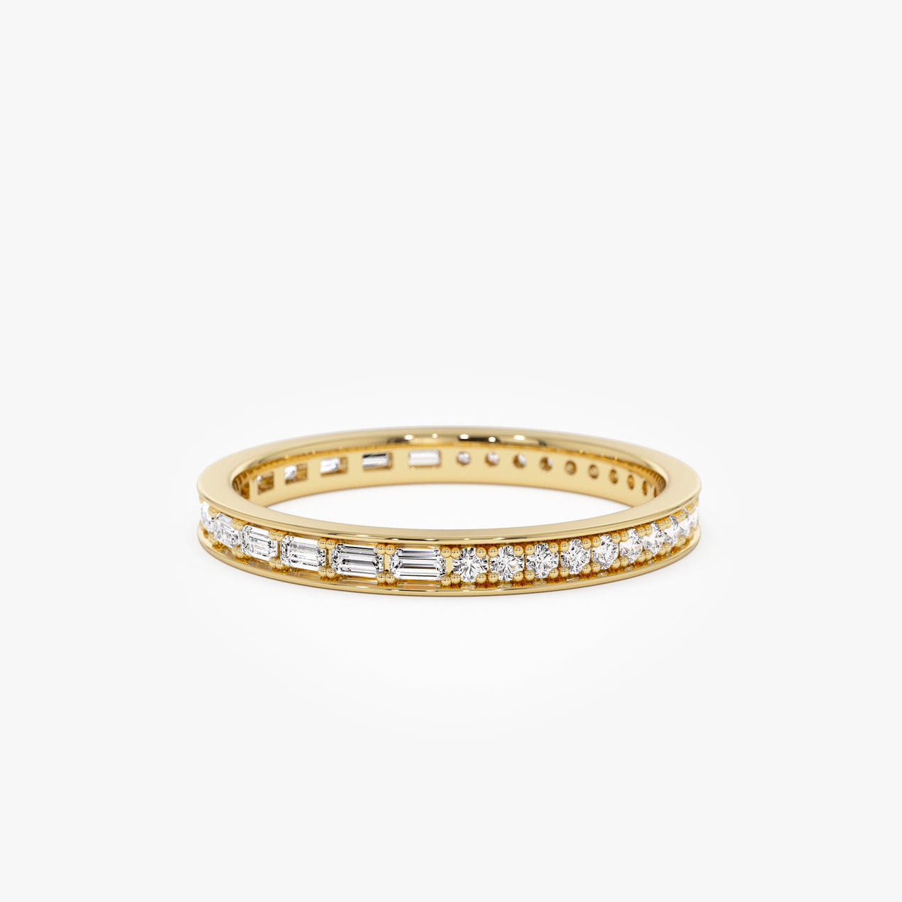 14k Half Baguette Half Round Diamond Eternity Band