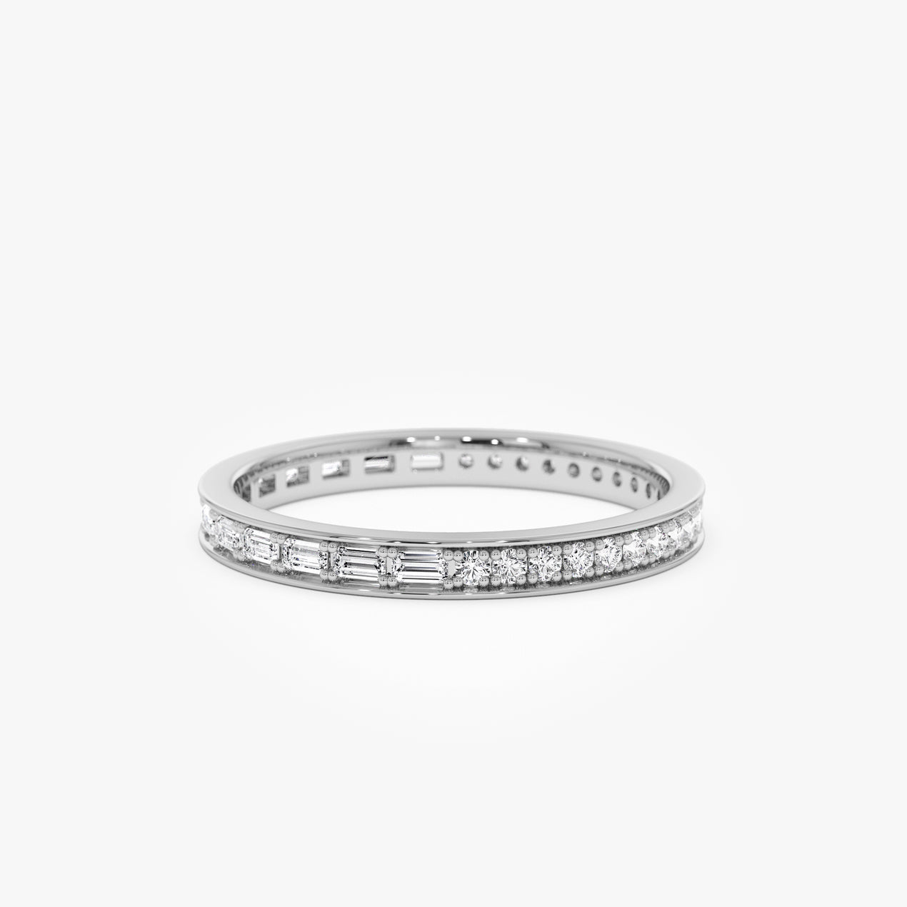 14k Half Baguette Half Round Diamond Eternity Band