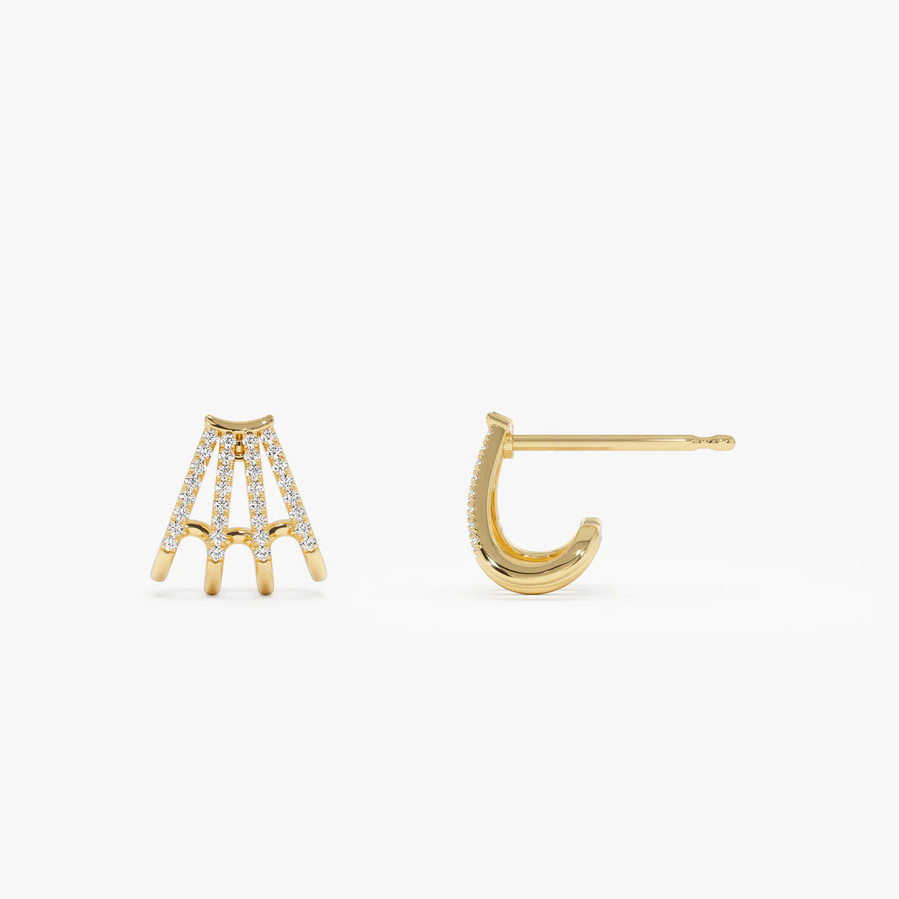 Multi Huggie Hoop Earrings | 14K Gold Stacking Diamond Earrings | 3-Piece Huggie Set for Women