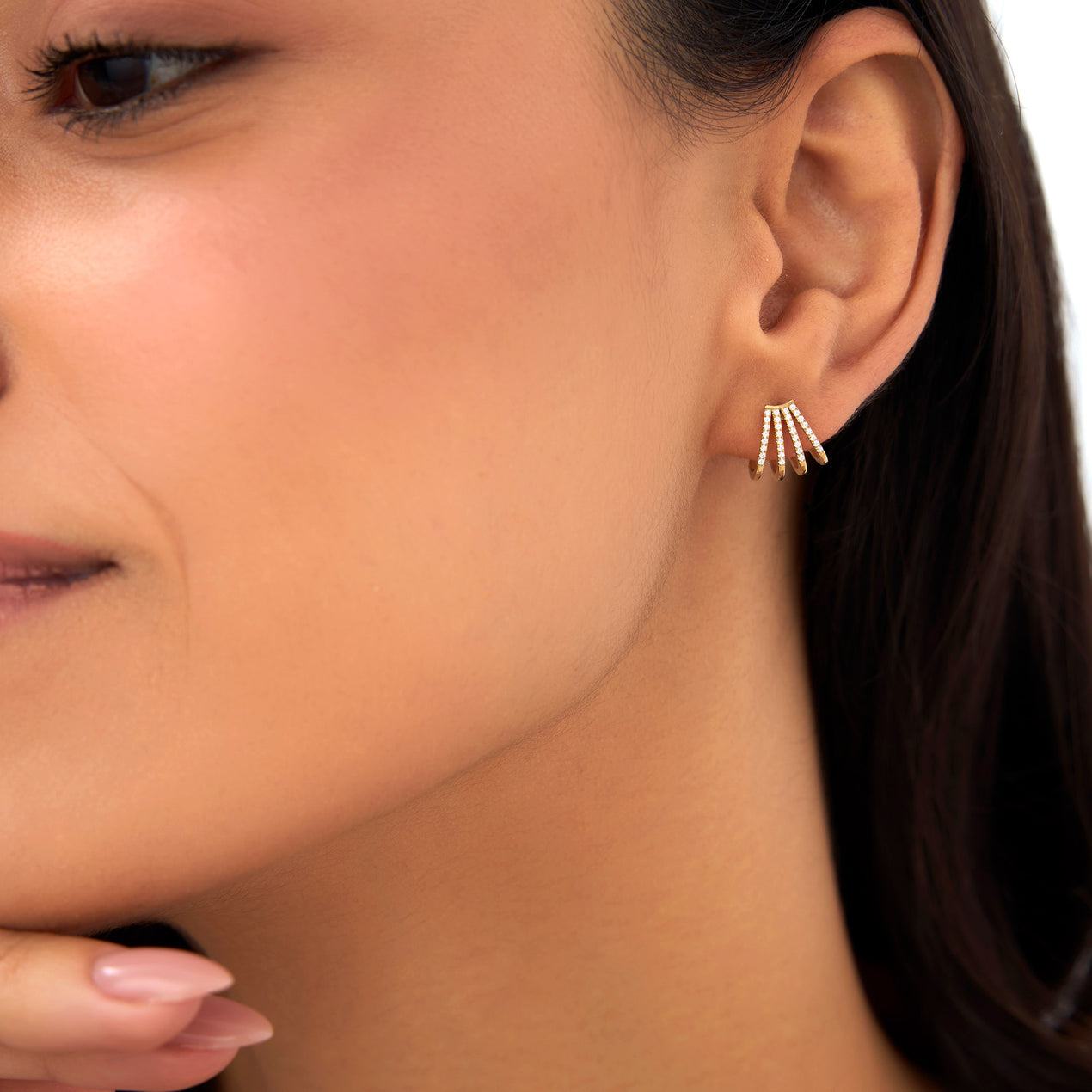 Multi Huggie Hoop Earrings | 14K Gold Stacking Diamond Earrings | 3-Piece Huggie Set for Women