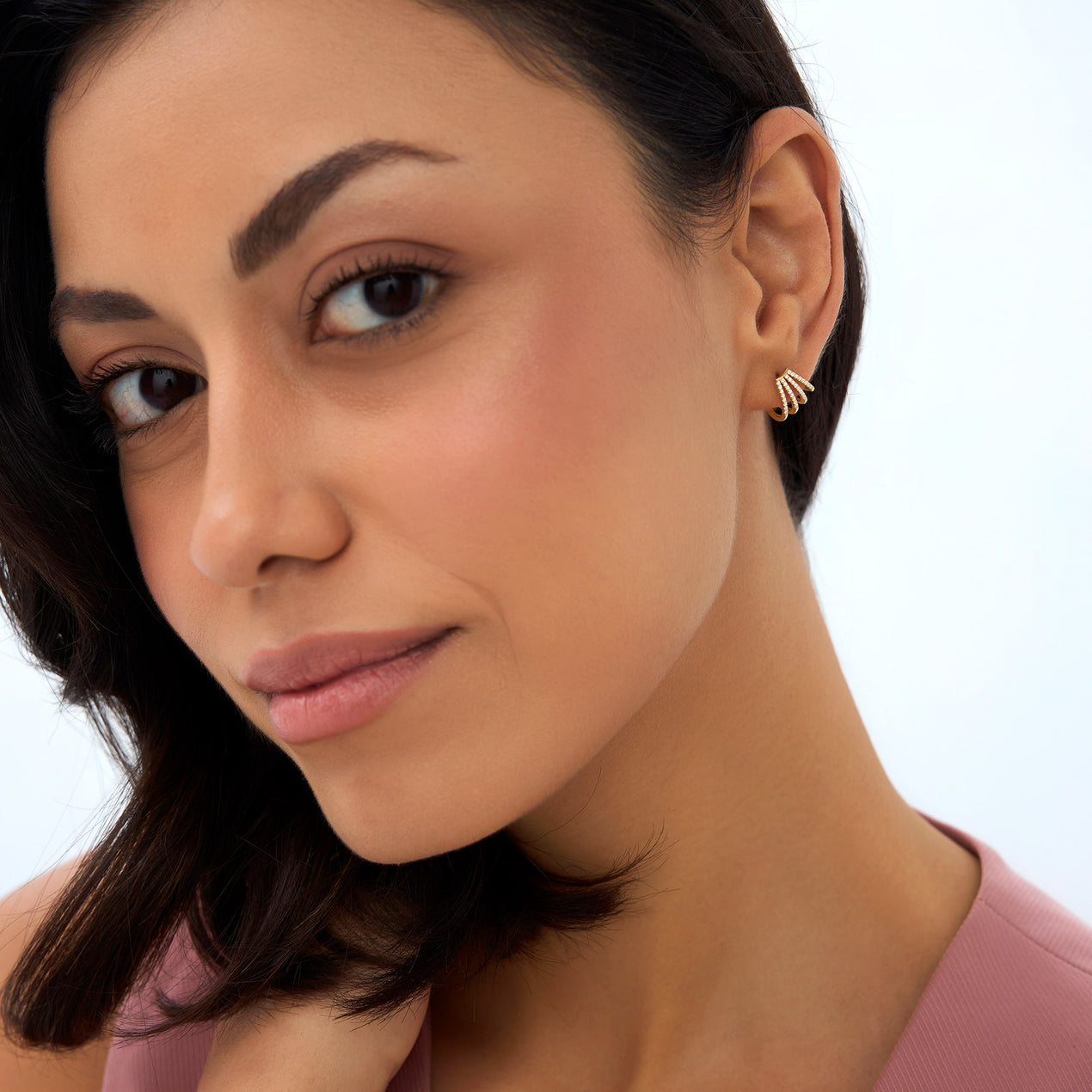 Multi Huggie Hoop Earrings | 14K Gold Stacking Diamond Earrings | 3-Piece Huggie Set for Women