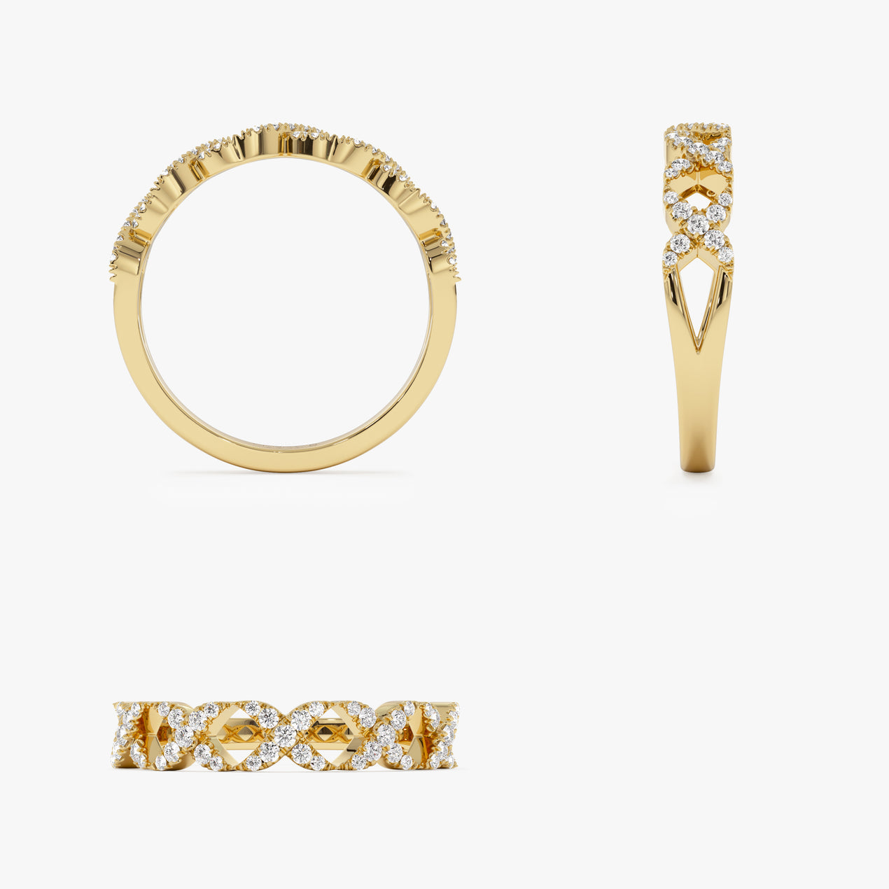 X Symbol Diamond Ring | 14k Gold Pave Set Round Diamonds | Stackable Statement Ring | Gift for Her