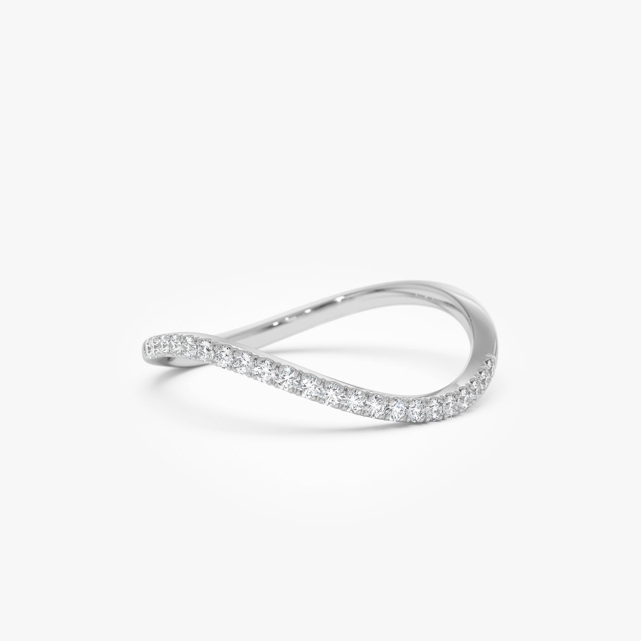 Micro Pave Wave Ring | 14k Gold Dainty Stackable Band | Diamond Minimalist Ring for Women