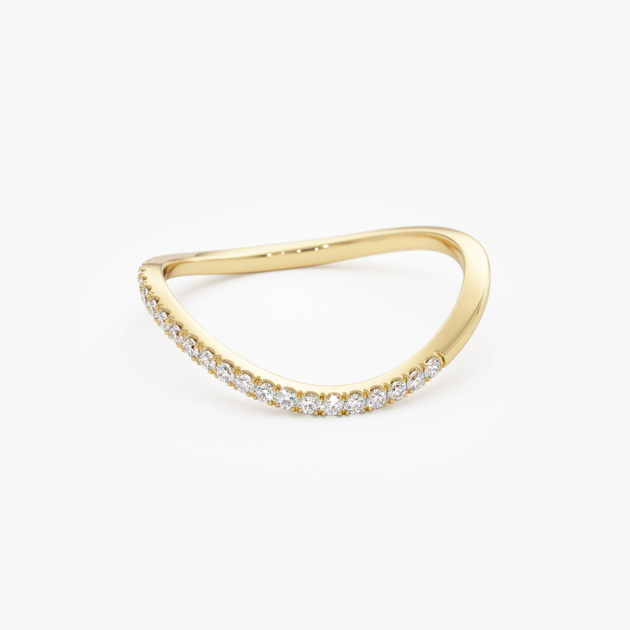 Micro Pave Wave Ring | 14k Gold Dainty Stackable Band | Diamond Minimalist Ring for Women