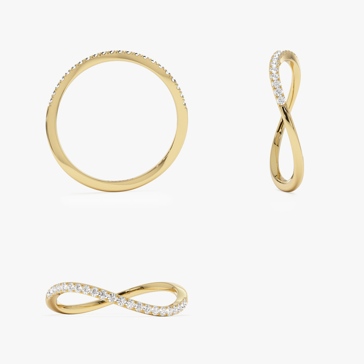 Micro Pave Wave Ring | 14k Gold Dainty Stackable Band | Diamond Minimalist Ring for Women