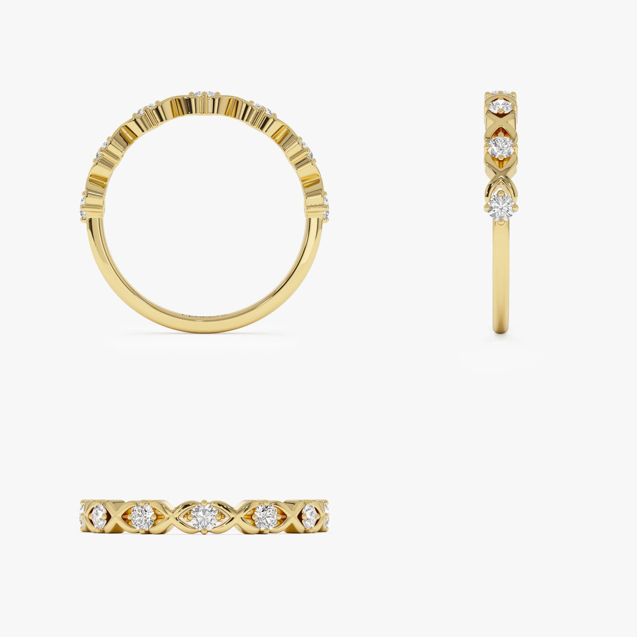 X O Kiss and Hug Diamond Ring | 14K Gold Symbolic Wedding Band | Stackable Promise Ring | Gift for Her