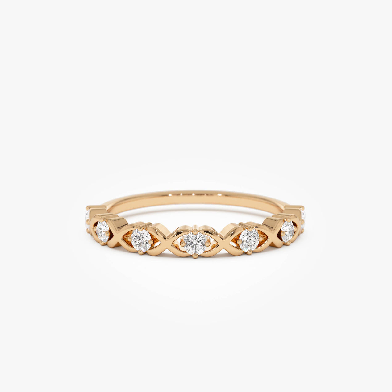 X O Kiss and Hug Diamond Ring | 14K Gold Symbolic Wedding Band | Stackable Promise Ring | Gift for Her