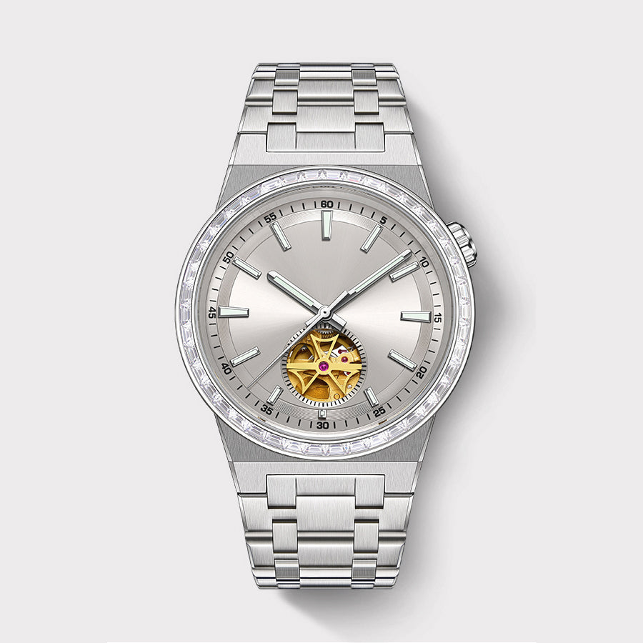 Round Watch in White Gold with Diamonds