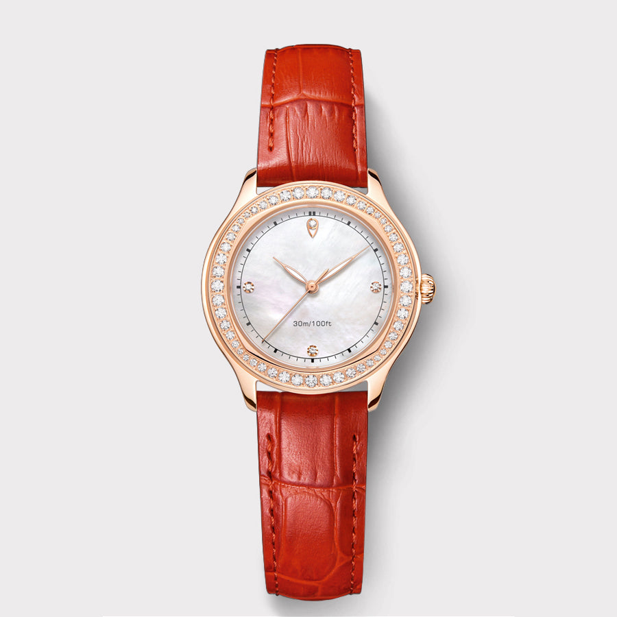Round Watch in Rose Gold with Diamonds