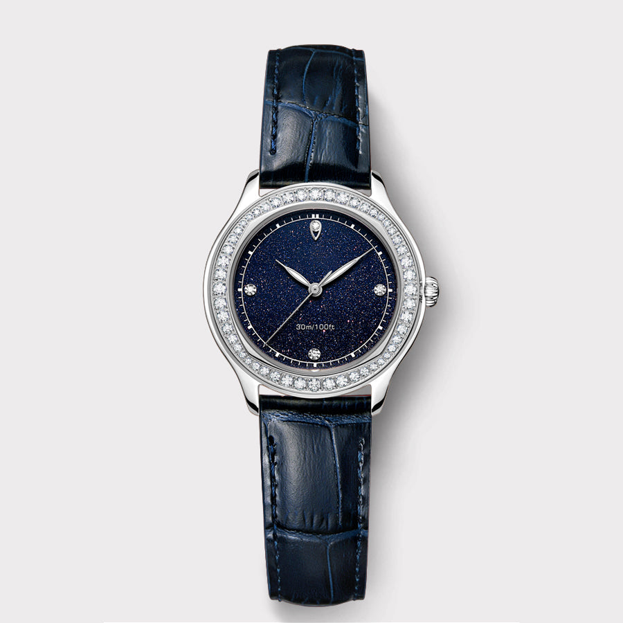 Round Watch in Rose Gold with Diamonds