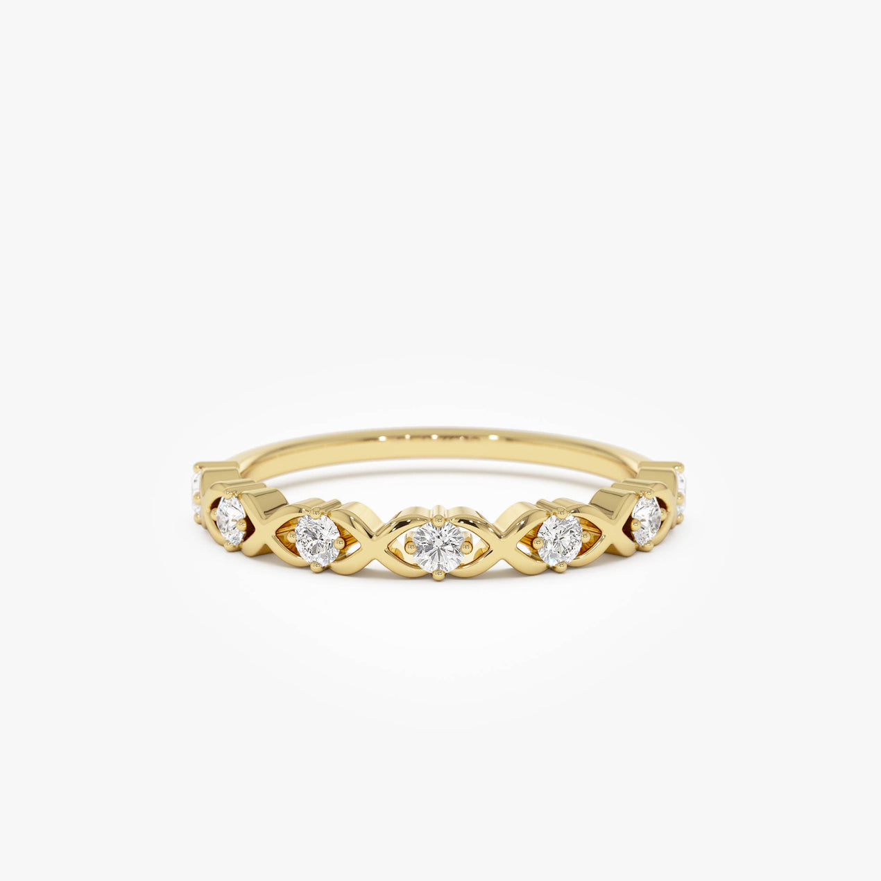 14k X O Design Diamond Wedding RIng