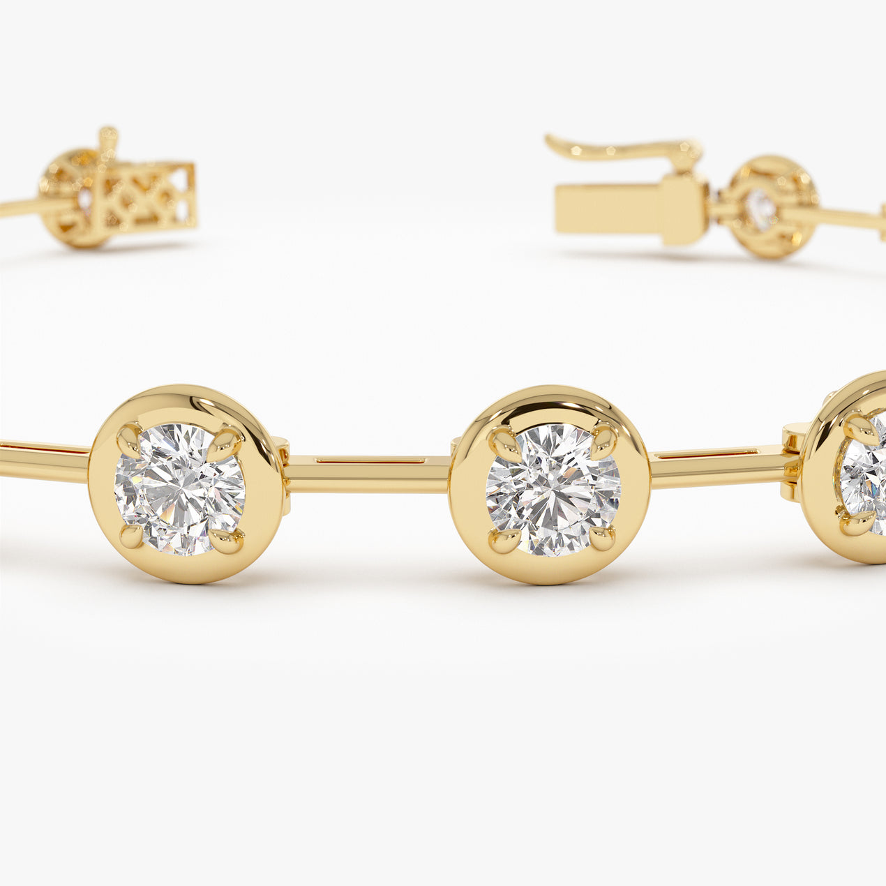 Round Lab Grown Diamond Tennis Bracelet | 14K Gold Minimalist Stackable Chain | Dainty Jewelry Gift for Her