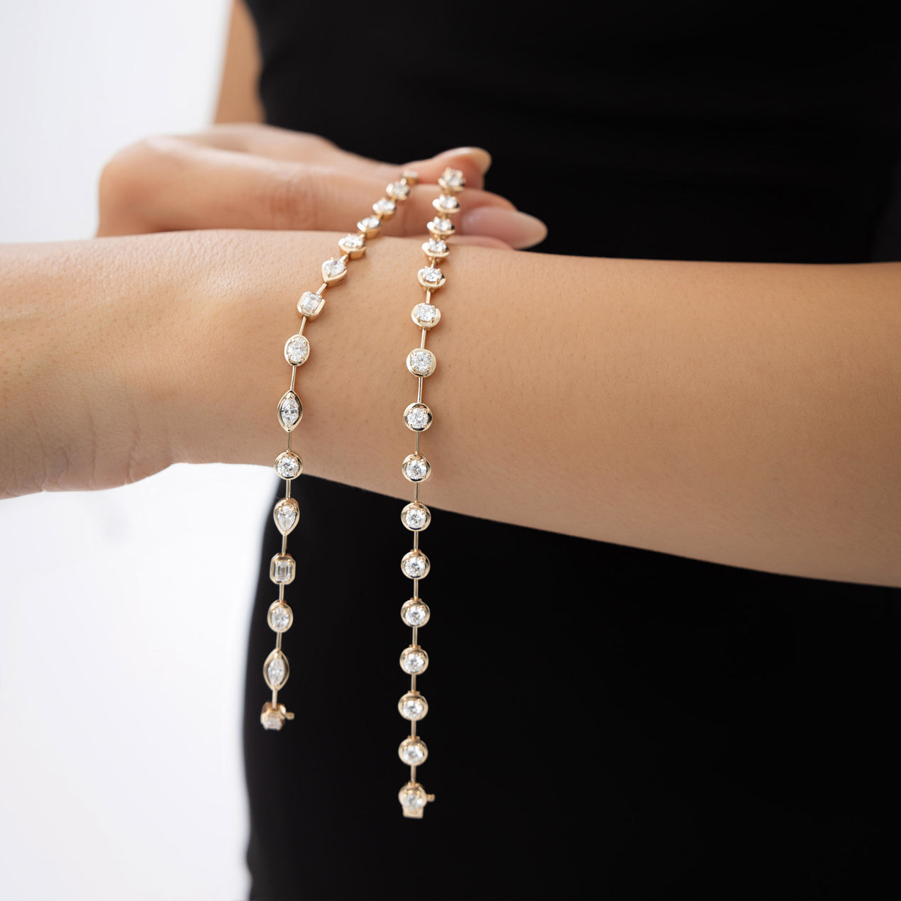 Round Lab Grown Diamond Tennis Bracelet | 14K Gold Minimalist Stackable Chain | Dainty Jewelry Gift for Her