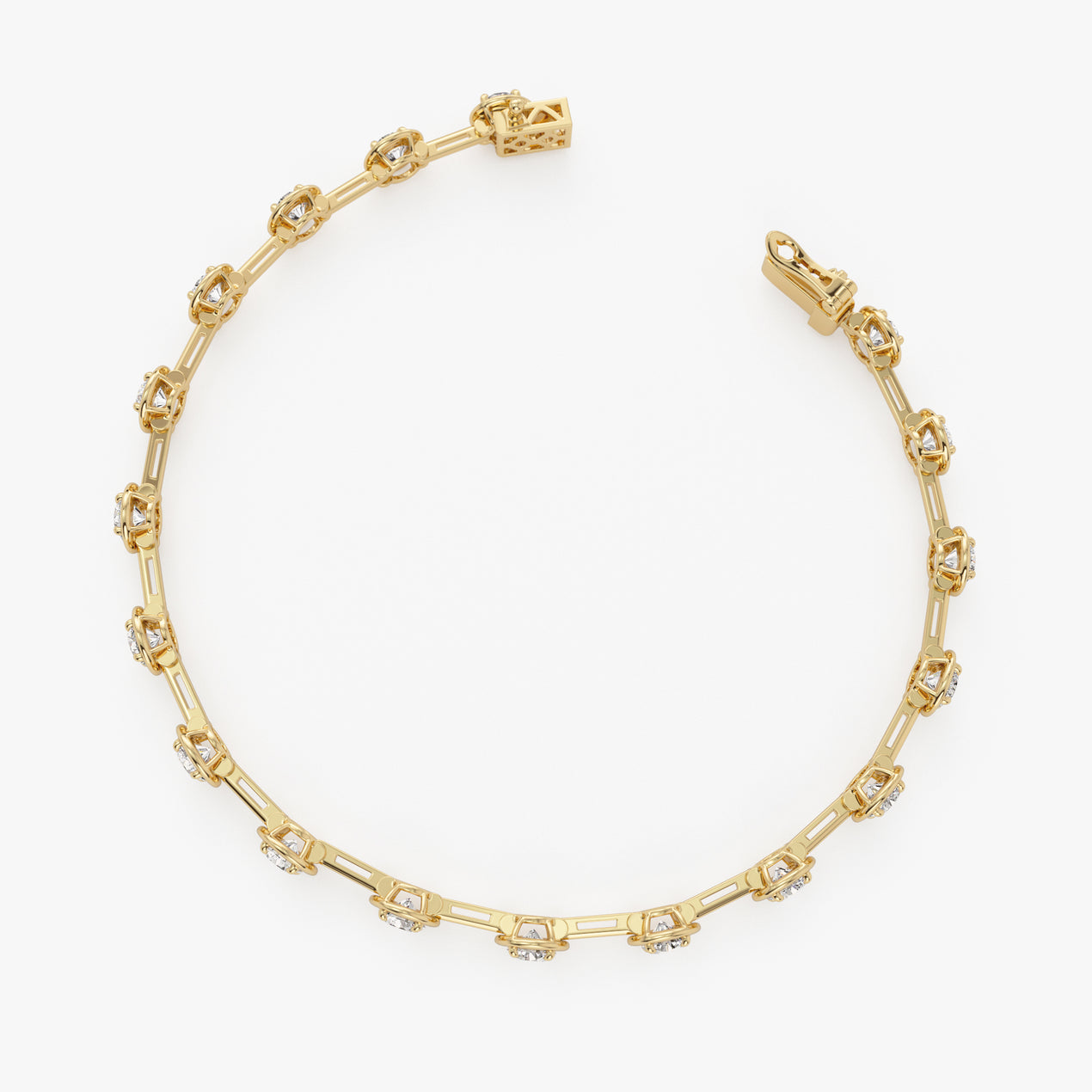 Round Lab Grown Diamond Tennis Bracelet | 14K Gold Minimalist Stackable Chain | Dainty Jewelry Gift for Her