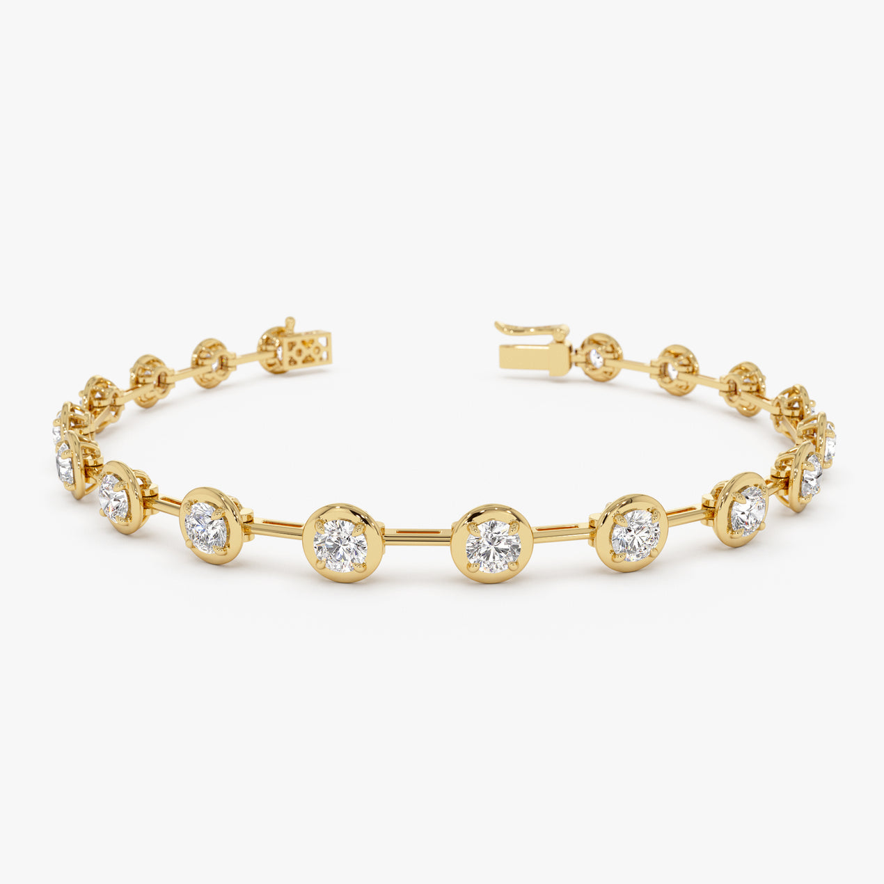 Round Lab Grown Diamond Tennis Bracelet | 14K Gold Minimalist Stackable Chain | Dainty Jewelry Gift for Her