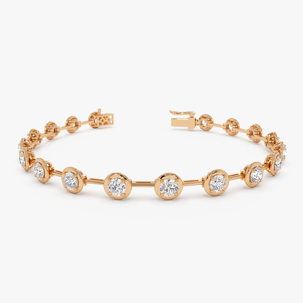 Round Lab Grown Diamond Tennis Bracelet | 14K Gold Minimalist Stackable Chain | Dainty Jewelry Gift for Her