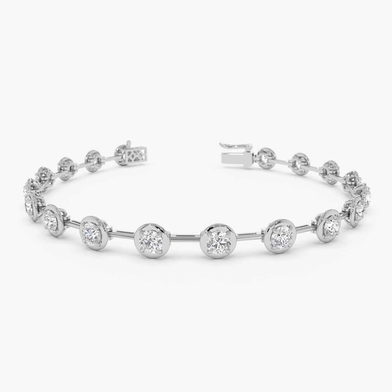 Round Lab Grown Diamond Tennis Bracelet | 14K Gold Minimalist Stackable Chain | Dainty Jewelry Gift for Her