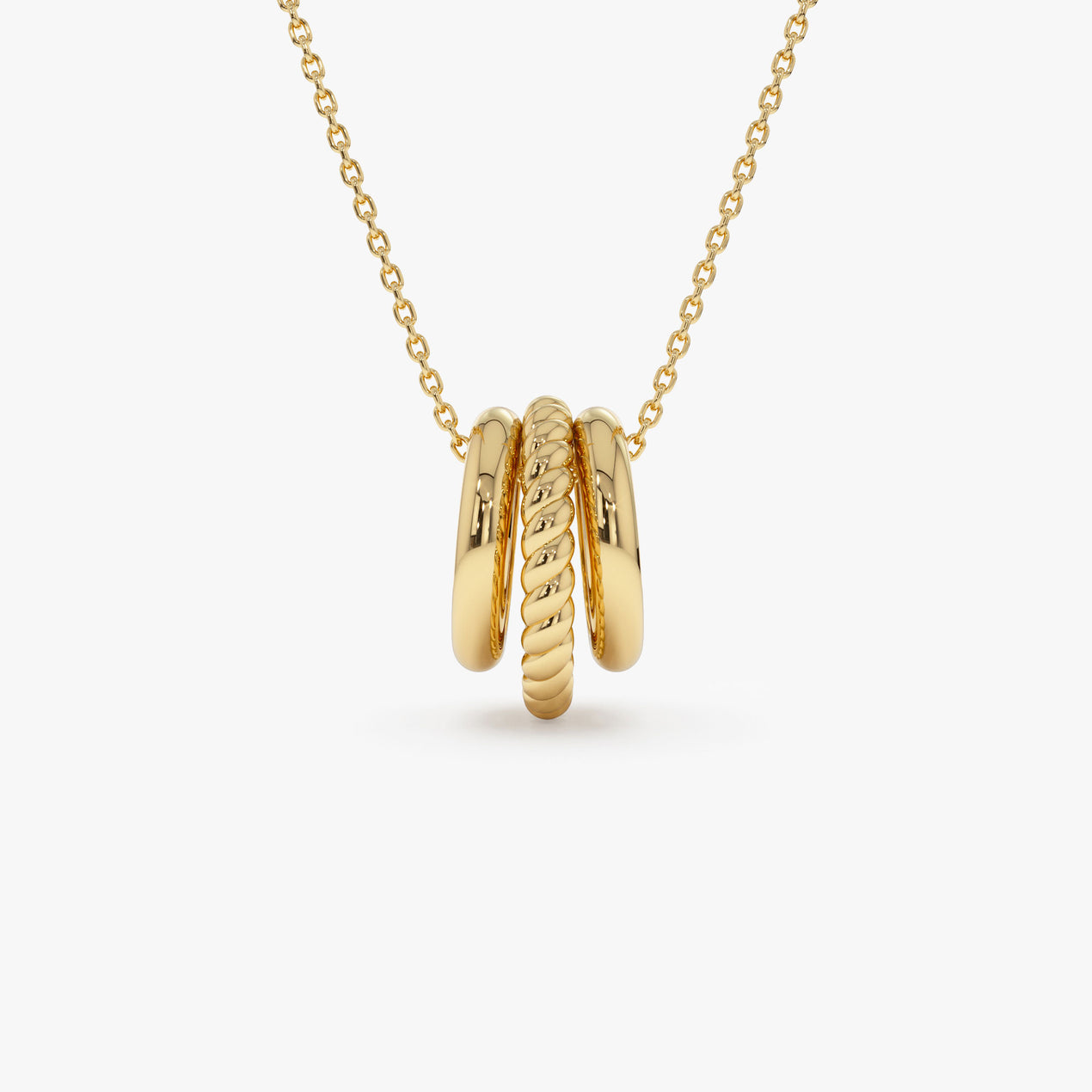 Three Ring Eternity Necklace | 14K Gold Circle Pendant | Symbol of Eternal Love | Stackable Jewelry