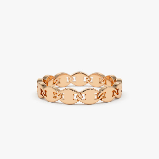 14K Gold Chain Link Ring | Solid Gold Stackable Band | Unisex Jewelry for Men & Women | VLOVE