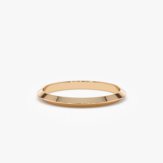 14K Knife Edge Wedding Band | 2MM Thin Comfort Fit Ring | Minimalist Gold Band for Women | VLOVE